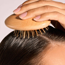 Load image into Gallery viewer, Gua Sha Hair &amp; Scalp Brush: Love Heart Wooden Edition
